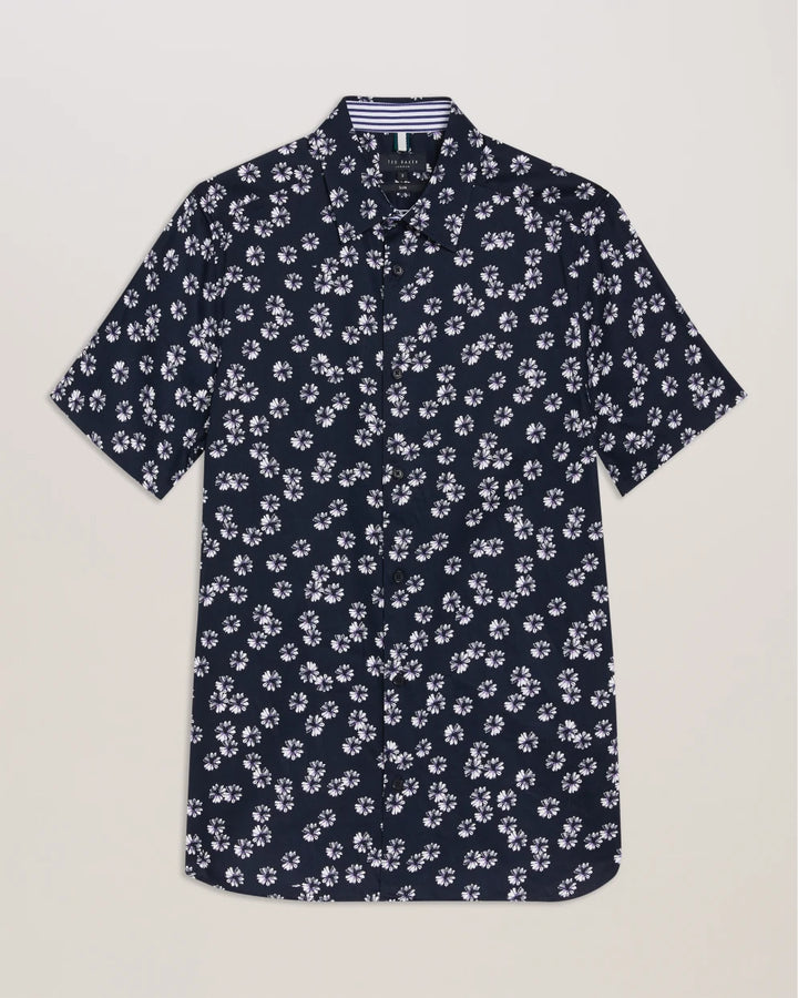 Ted Baker Alfanso Slim Fit Φλοράλ Υποκάμισο | Σκούρο Μπλε
