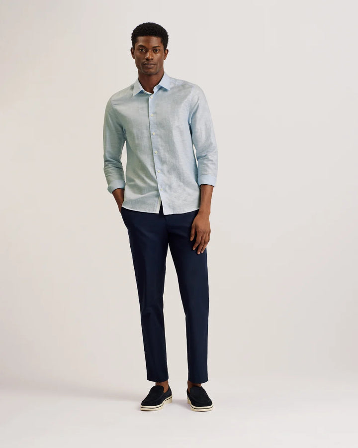 Ted Baker Romeos Υποκάμισο από Λινό και Βαμβάκι | Γαλάζιο