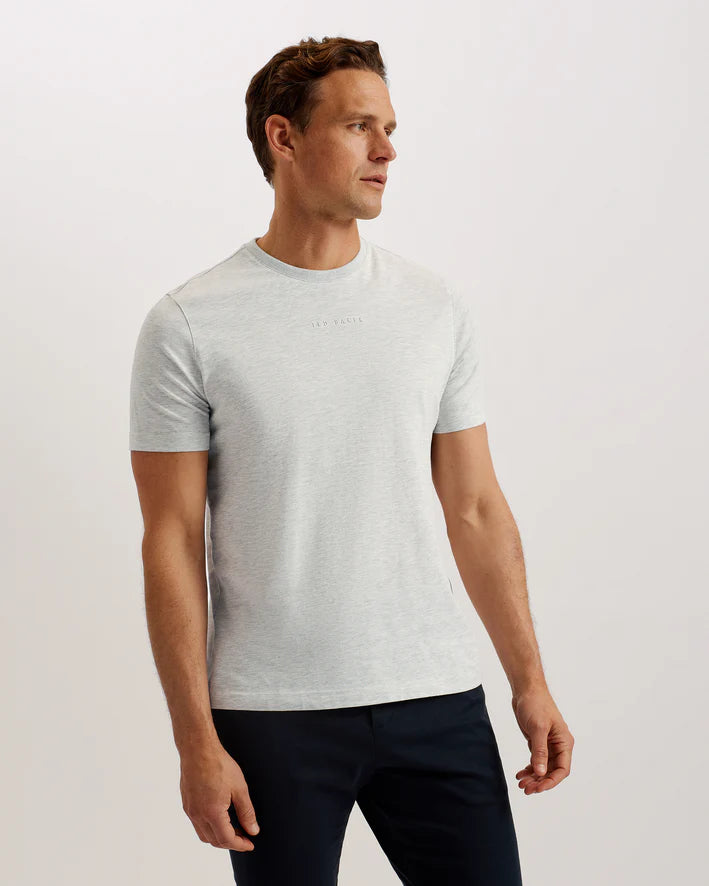Ted Baker Wiskin Branded Regular Fit T-Shirt | Grey Marl