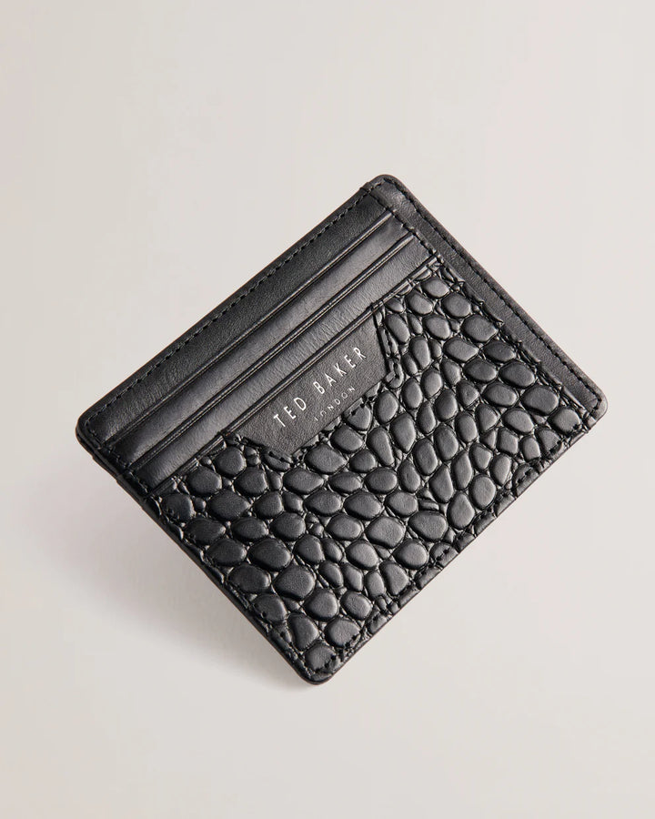 Ted Baker Keigan Δερμάτινη Ζώνη+Θήκη Καρτών με Κροκ Λεπτομέρεια | Μαύρο