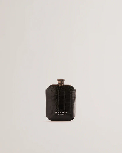 Ted Baker Croc Effect Leather Single Flask | Black