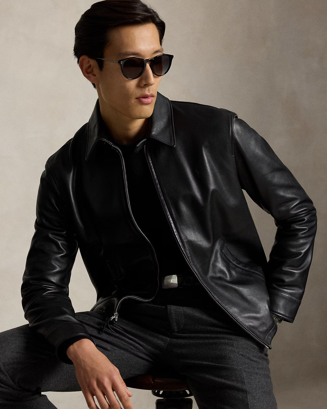 Ralph Lauren The Bayville Leather Jacket in Black – product view 01