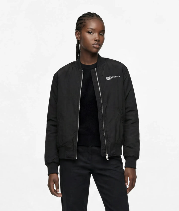 Karl Lagerfeld Wendbare Faux-Fur-Bomberjacke | Schwarz/Egret – alternative Ansicht 2