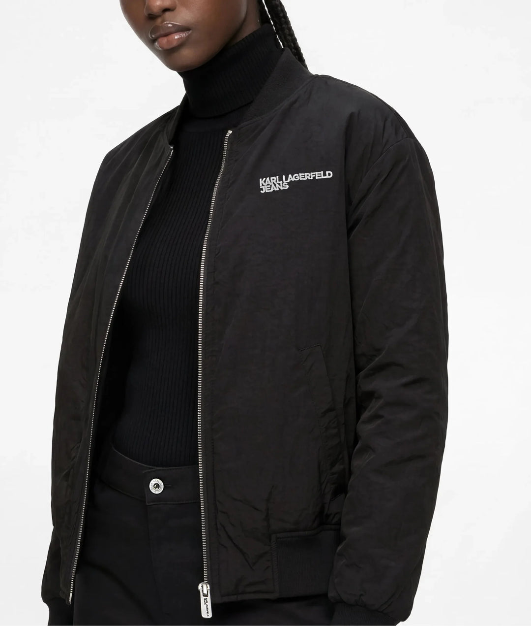 Karl Lagerfeld Wendbare Faux-Fur-Bomberjacke | Schwarz/Egret – alternative Ansicht 5