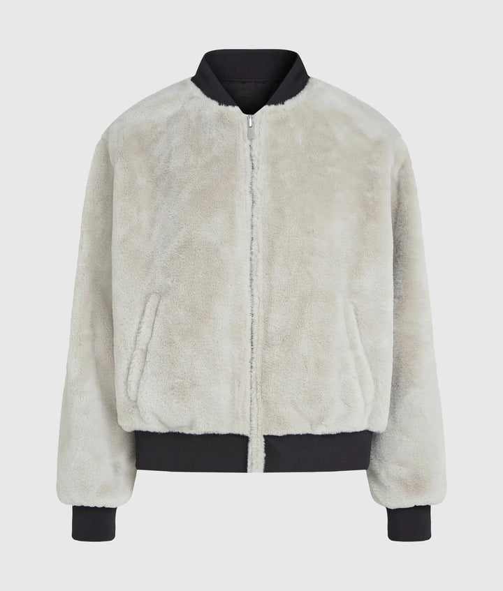 Karl Lagerfeld Wendbare Faux-Fur-Bomberjacke | Schwarz/Egret – alternative Ansicht 6
