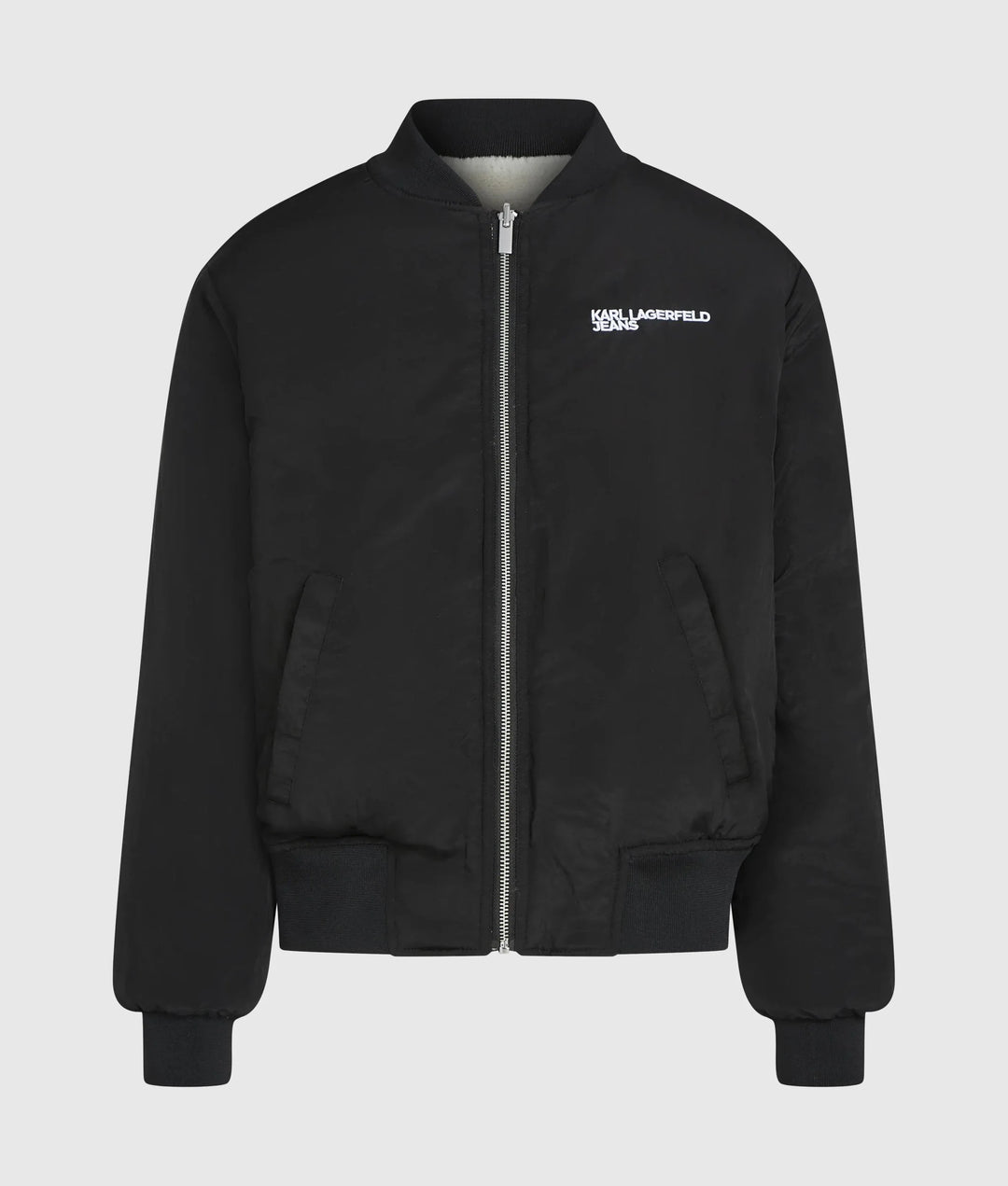 Karl Lagerfeld Wendbare Faux-Fur-Bomberjacke | Schwarz/Egret – alternative Ansicht 7