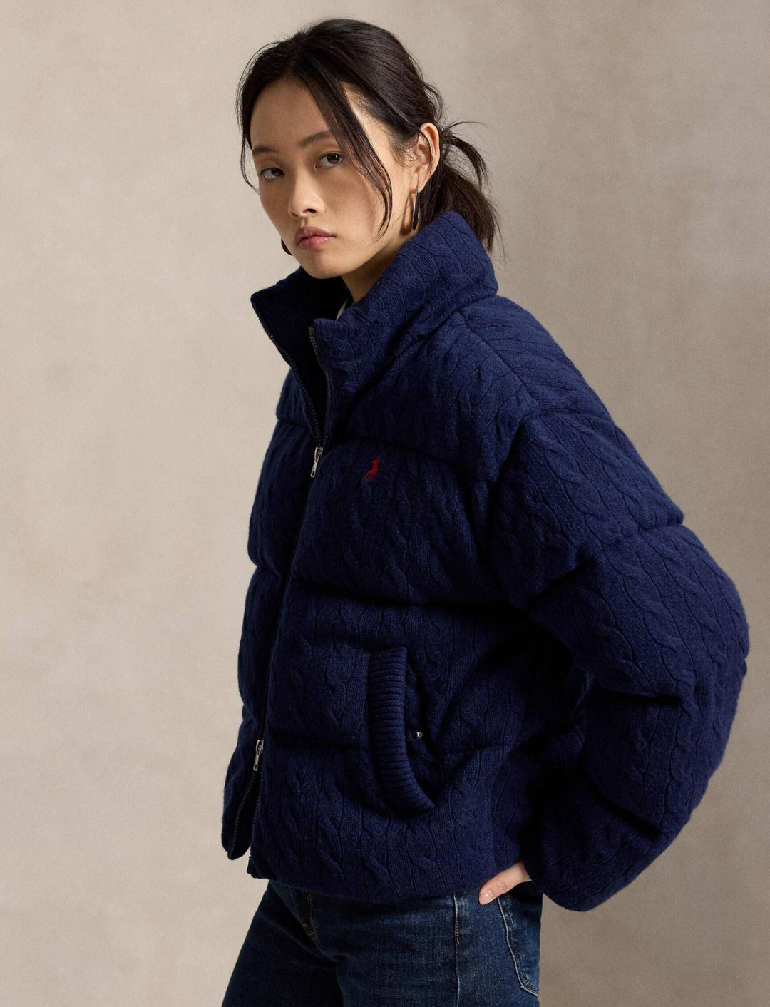 Ralph Lauren Giacca donna a trecce in lana e cashmere | Blu navy Spring – immagine del prodotto 01