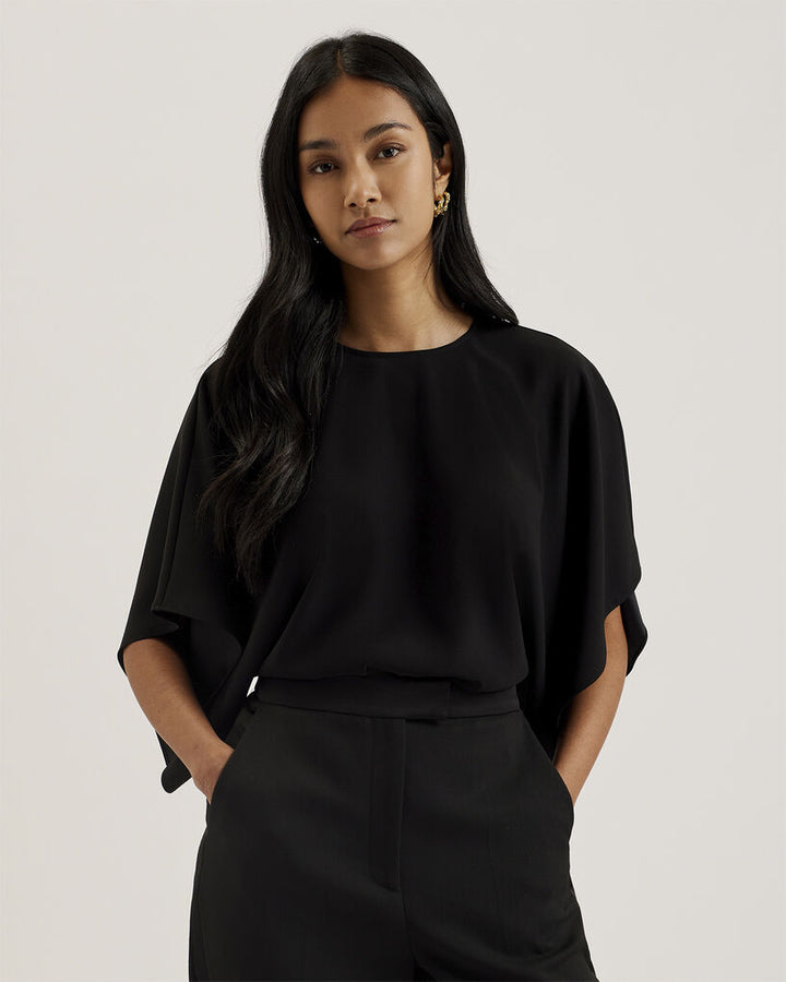 Ted Baker Cherika Bat Wing Sleeve Τοπ | Μαύρο