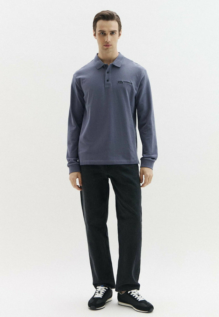 Karl Lagerfeld Langarm-Piqué-Polo im Regular Fit in Grisaille – Produktbild 05