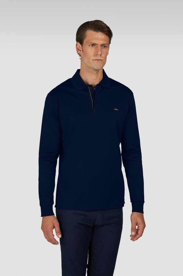 Paul &amp; Shark Aqua Touch 长袖 Polo 衫，海军蓝