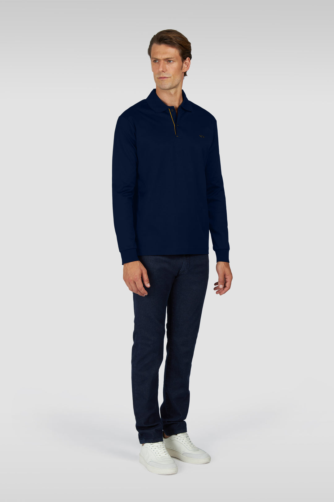 Paul &amp; Shark Aqua Touch 长袖 Polo 衫，海军蓝 – 其他角度