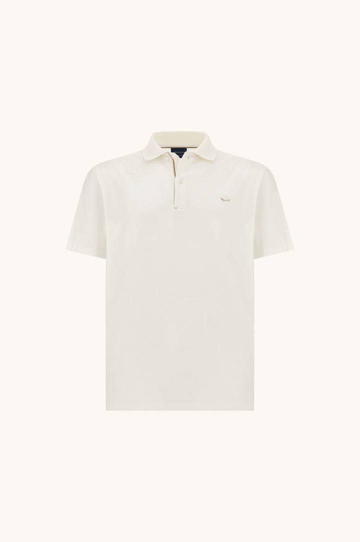 Paul &amp; Shark Aqua Touch Baumwoll-Polo in Creme – Vorderansicht