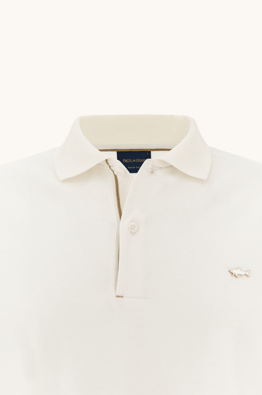 Paul & Shark Aqua Touch Baumwoll-Polo in Creme – Detailansicht