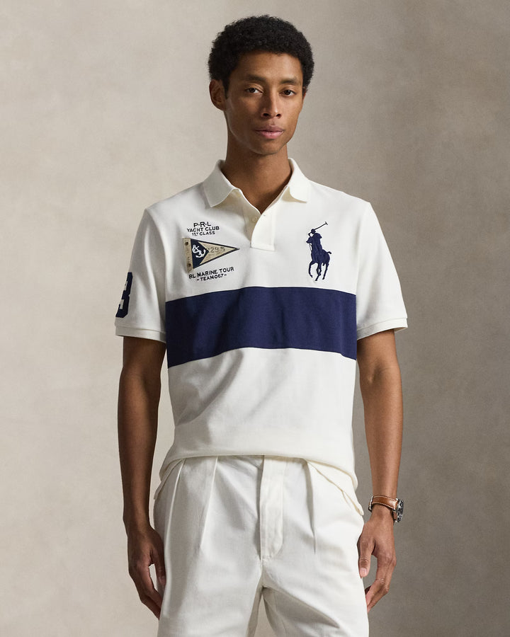Ralph Lauren Big Pony Polo από Βαμβακερό Mesh Custom Slim Fit: Navy/Nevis