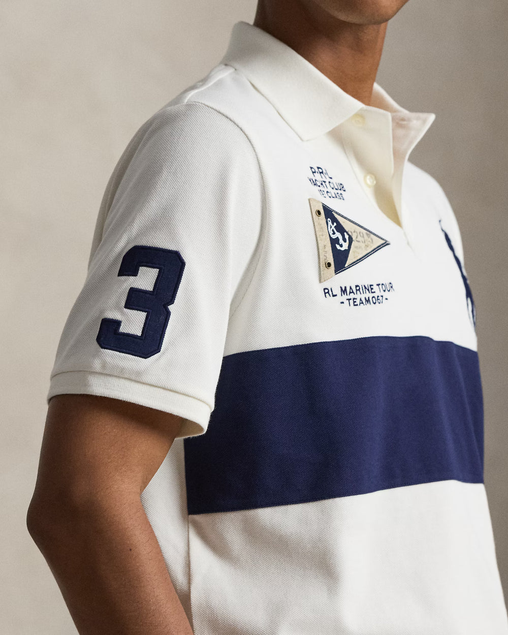 Ralph Lauren Big Pony Polo από Βαμβακερό Mesh Custom Slim Fit: Navy/Nevis – εναλλακτική όψη