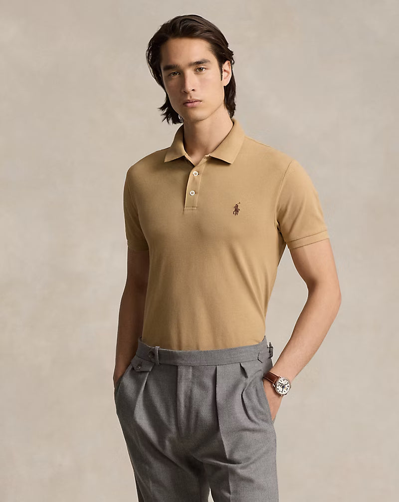 Ralph Lauren Stretch mesh polo Custom Slim Fit – Classic Camel, όψη 5