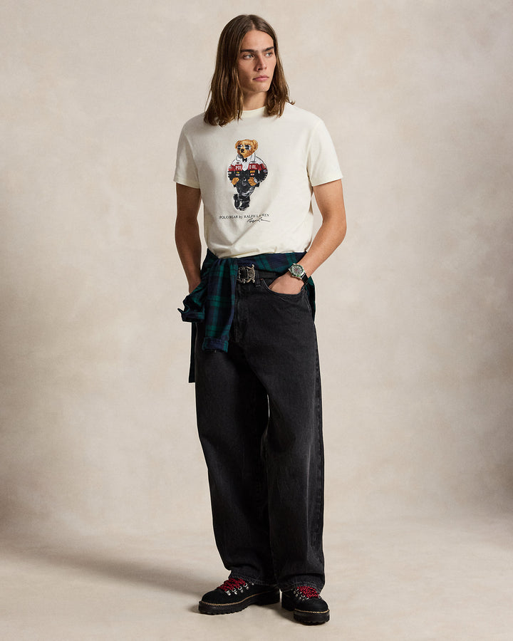 Ralph Lauren T-shirt Polo Bear Classic Fit, Crème, silhouette complète sur mannequin