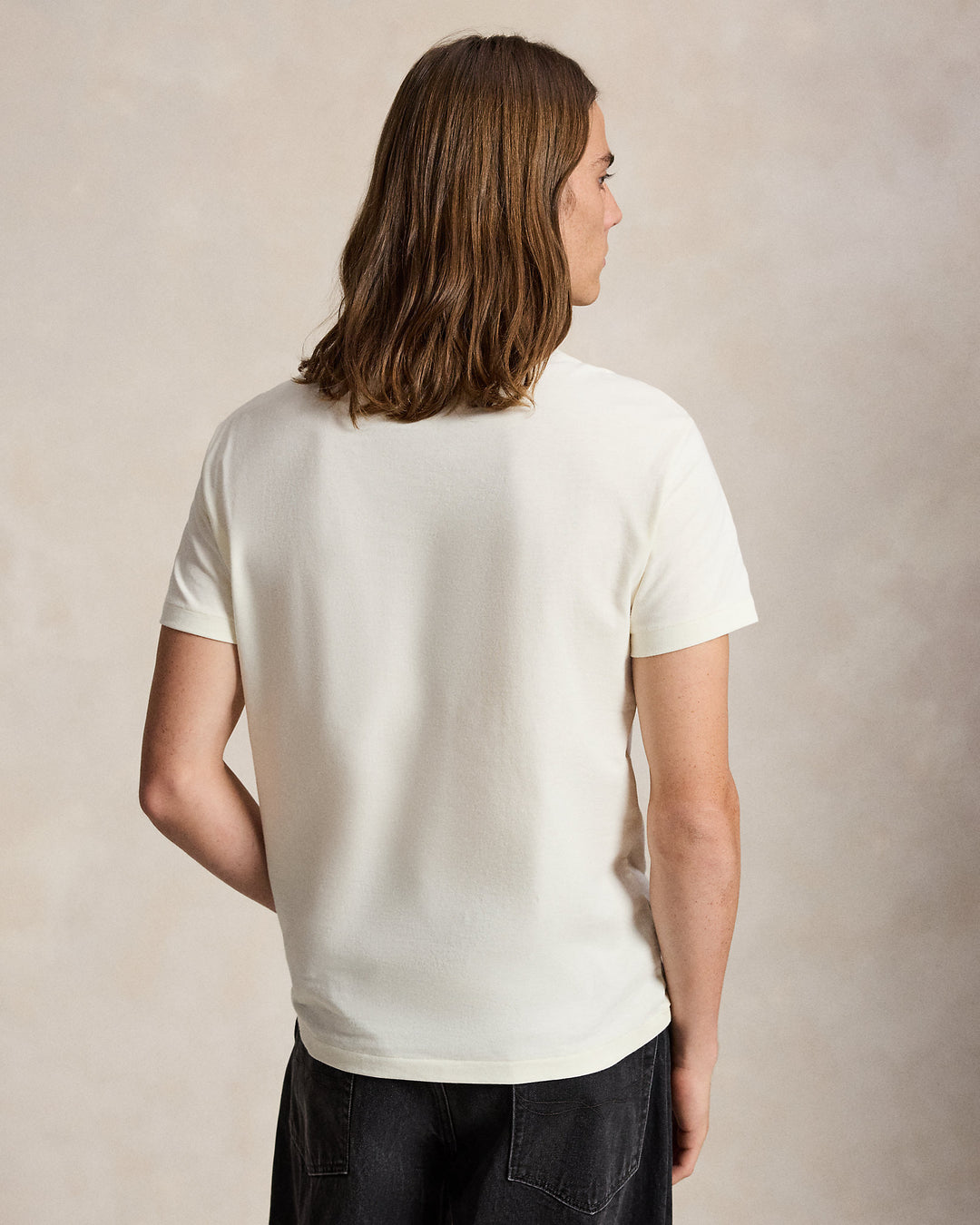 Ralph Lauren T-shirt Polo Bear Classic Fit, Crème, vue de dos sur mannequin