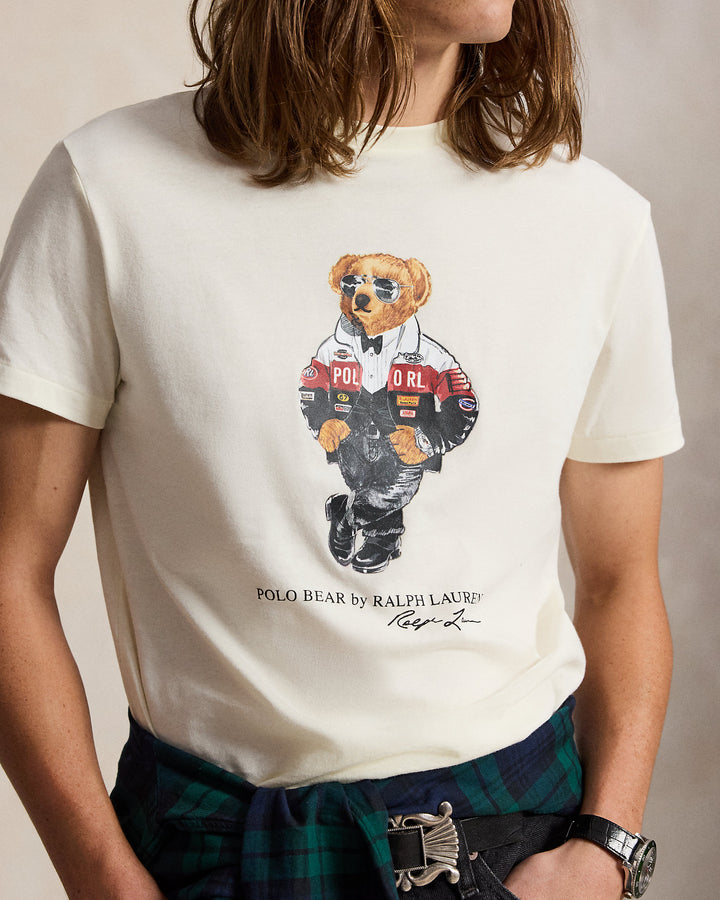 Ralph Lauren T-shirt Polo Bear Classic Fit, Crème, détail en gros plan