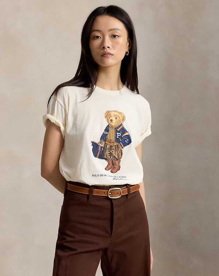 Ralph Lauren T-shirt femme Polo Bear en jersey de coton | Blanc chaud – photo du produit 01