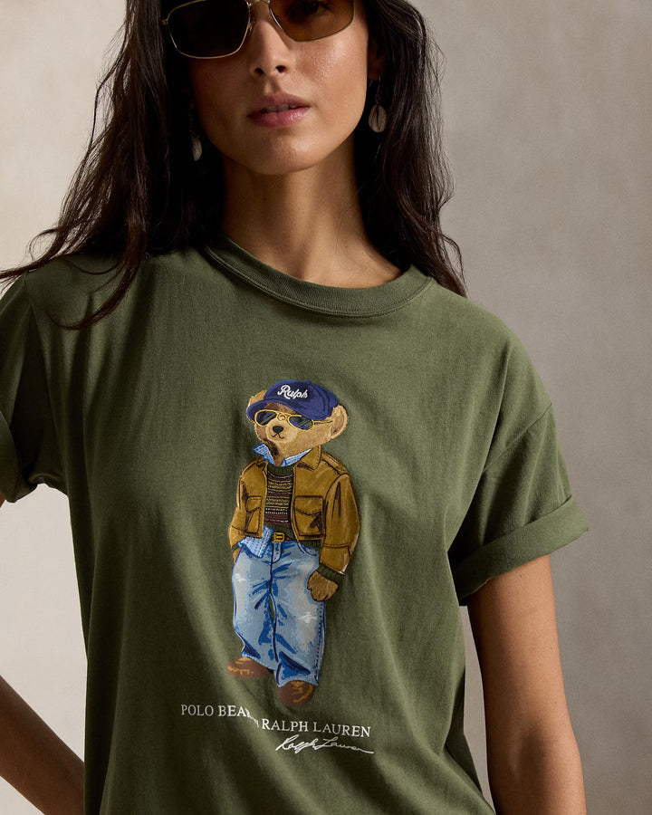 Ralph Lauren T-shirt donna Polo Bear in jersey di cotone | Verde oliva – immagine del prodotto 03