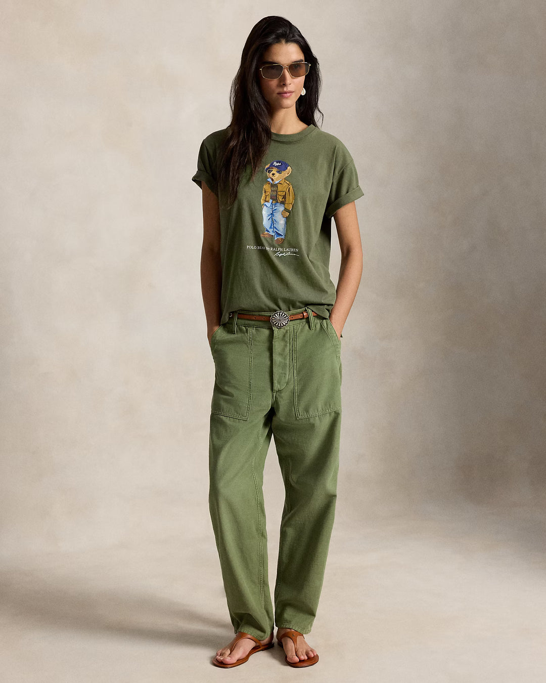 Ralph Lauren T-shirt donna Polo Bear in jersey di cotone | Verde oliva – immagine del prodotto 06
