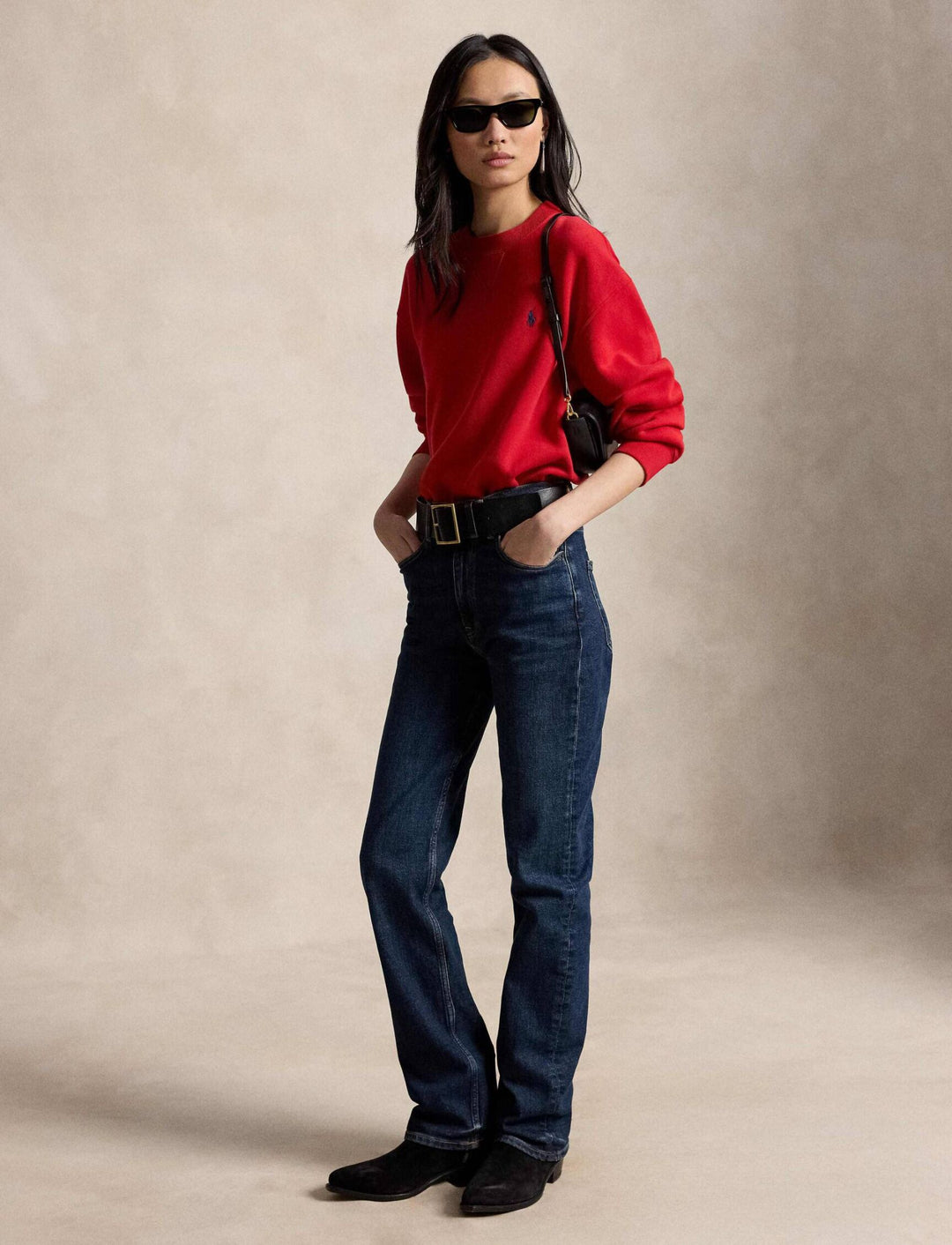 Ralph Lauren Felpa donna girocollo in pile | Rosso intenso – immagine del prodotto 04