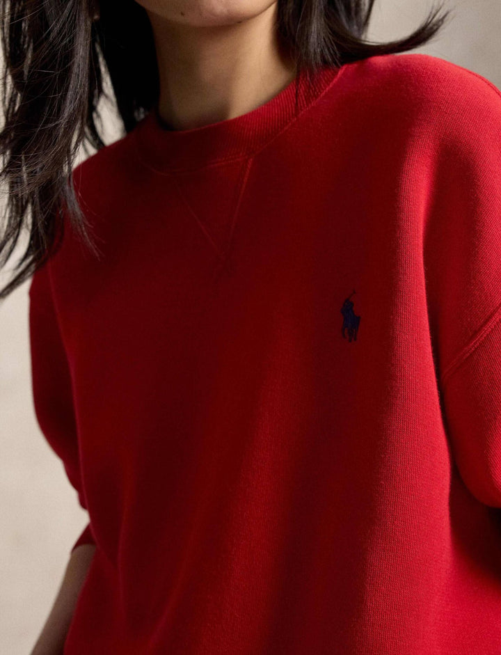 Ralph Lauren Felpa donna girocollo in pile | Rosso intenso – immagine del prodotto 05