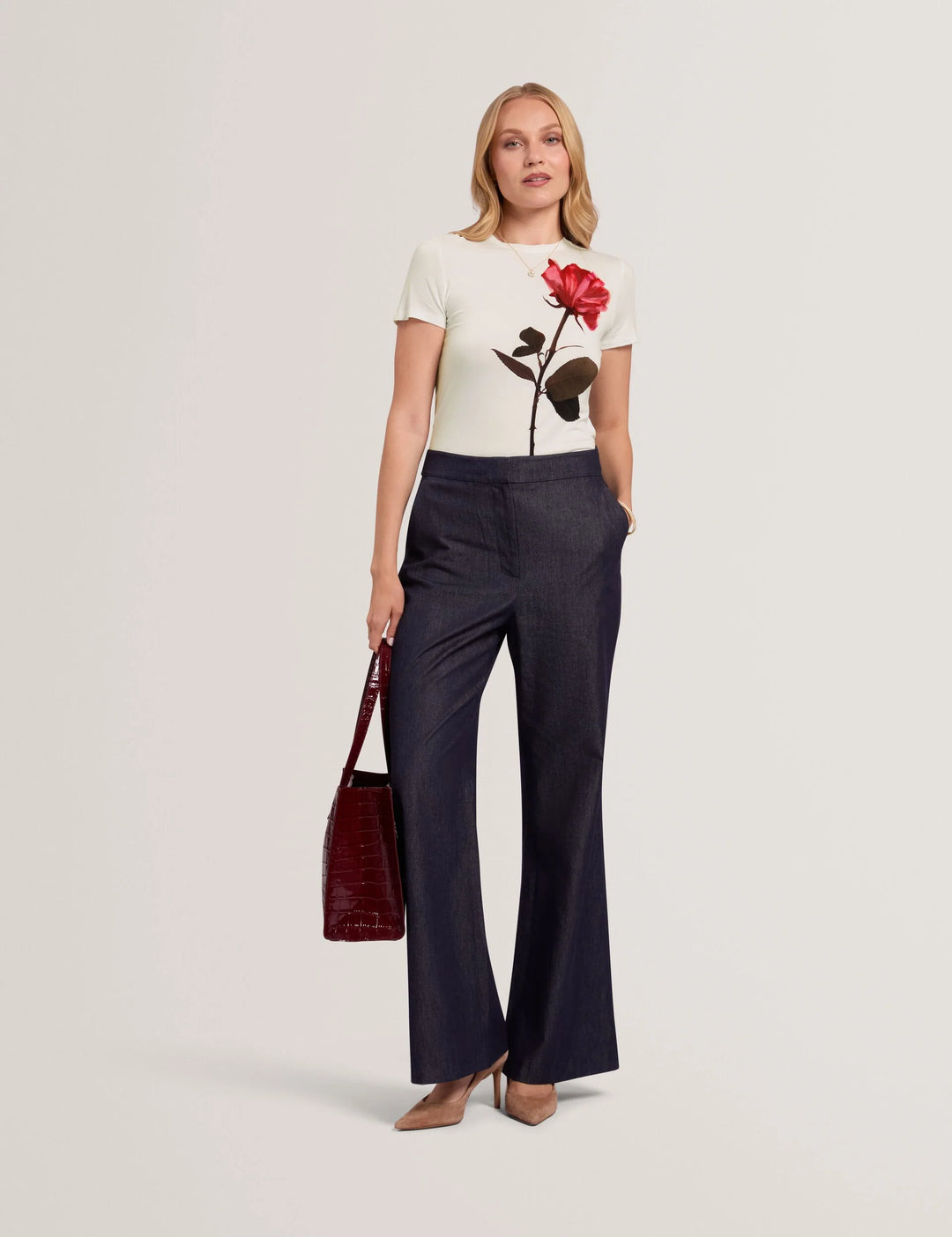 Ted Baker Jeneli Floral Printed Fitted Tee | Ivory – alternate view 5