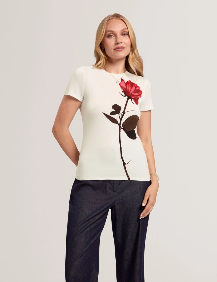 Ted Baker Jeneli Floral Printed Fitted Tee | Ivory – alternate view 6