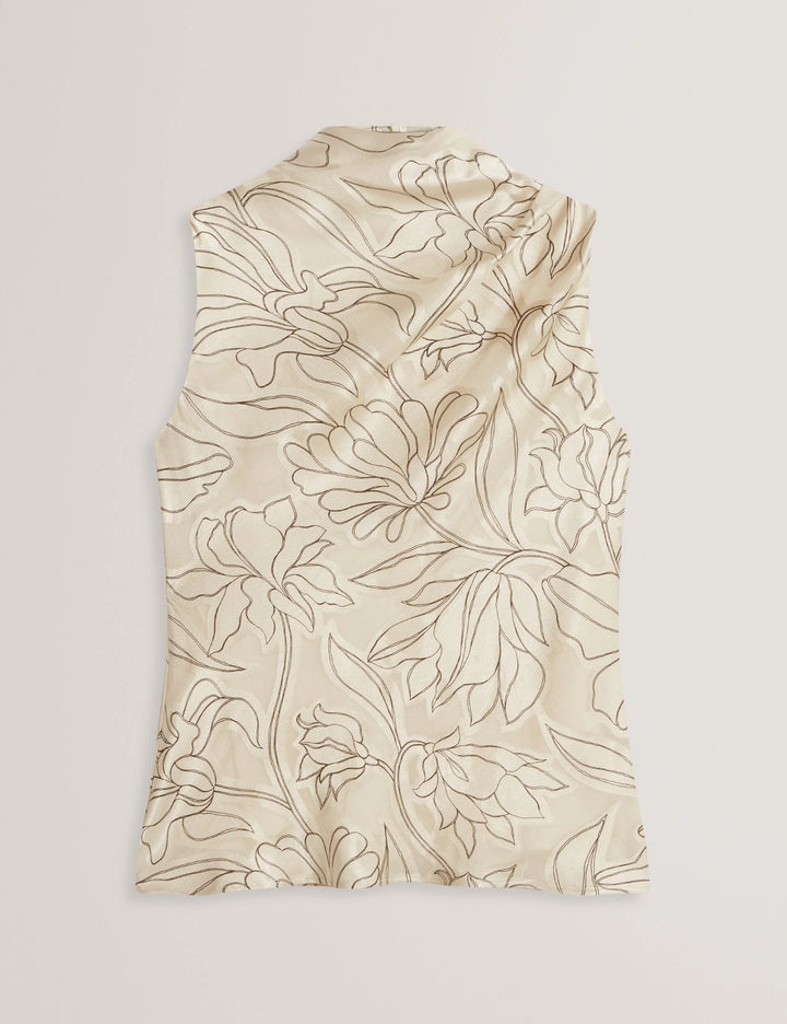 Ted Baker Coiraa Satin-Top mit Floral Burnout und Wasserfallausschnitt | Elfenbein – alternative Ansicht 5
