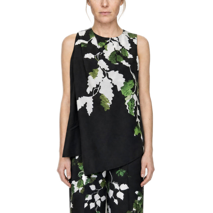 Ted Baker Molliia Top Stampato con Dettaglio Drappeggiato | Nero