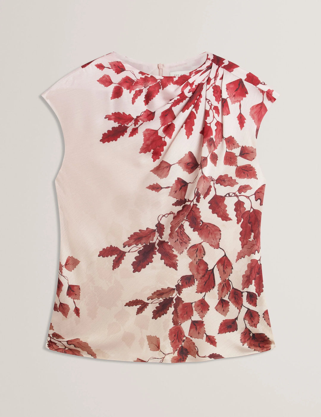 Ted Baker Nayala توب بطبعة Foliage وياقة درابيه | ذهبي وردي – عرض بديل 5