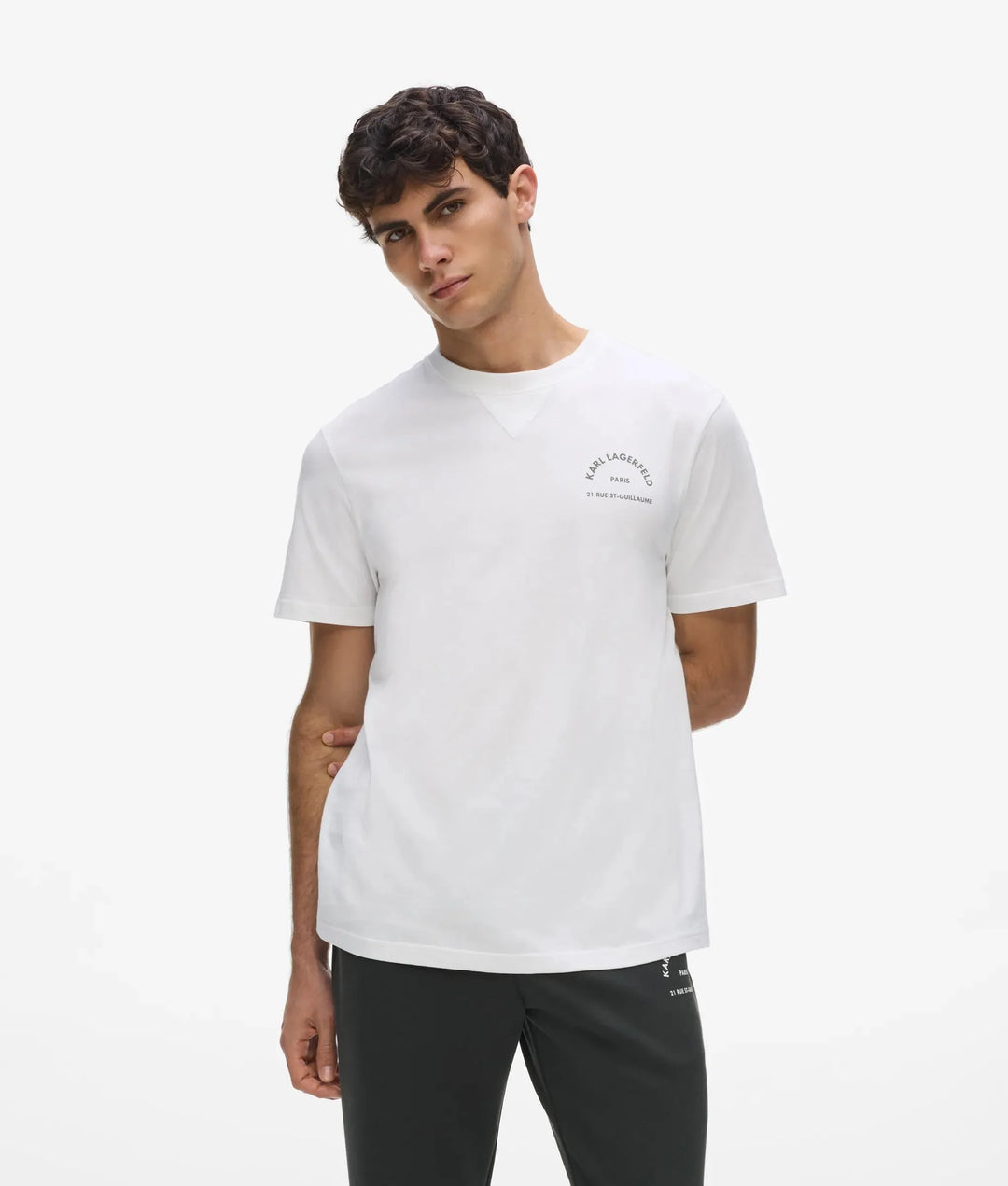 Karl Lagerfeld 男士 Rue St-Guillaume Loungewear T恤，白色