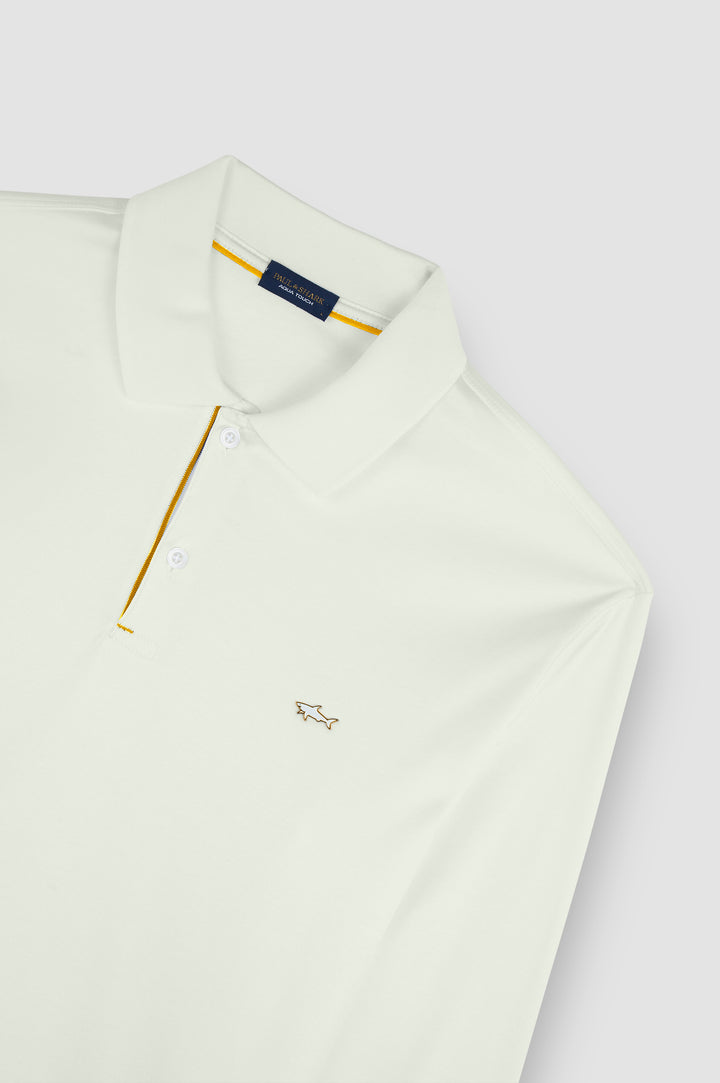 Paul &amp; Shark Aqua Touch Langarm-Polo: Creme – Detailansicht