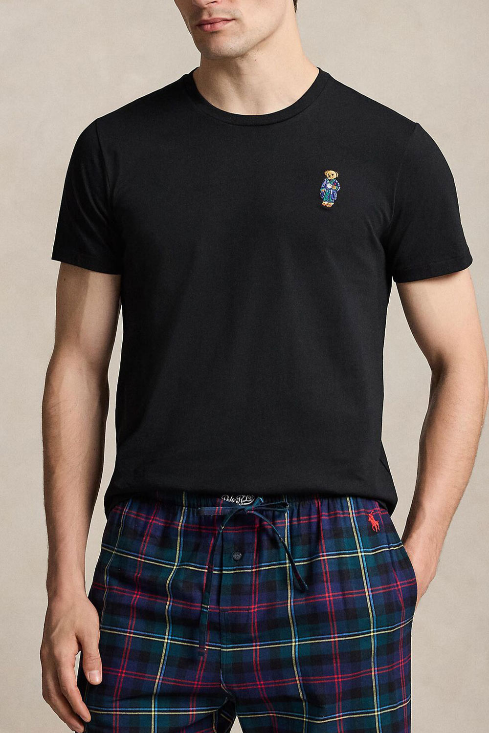 Ralph Lauren camiseta hombre Polo Bear bordada Regular Fit en Negro