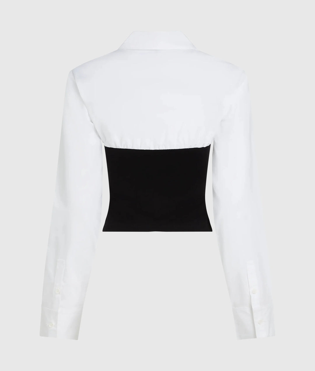 Karl Lagerfeld Blusa Popeline Dettaglio Corsetto, Bianco/Nero - vista alternativa 5