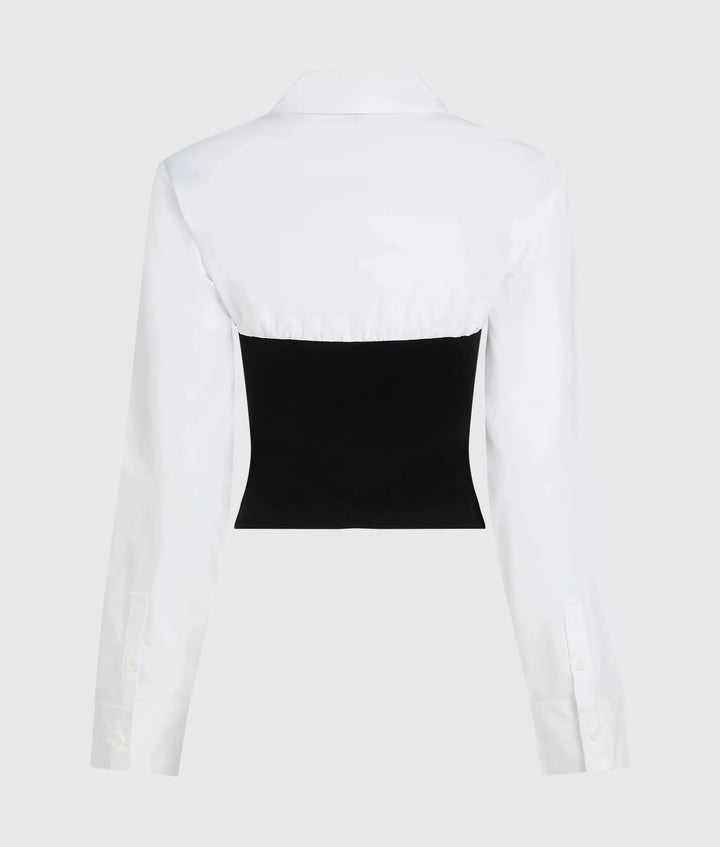 Karl Lagerfeld Blusa Popeline Dettaglio Corsetto, Bianco/Nero - vista alternativa 5