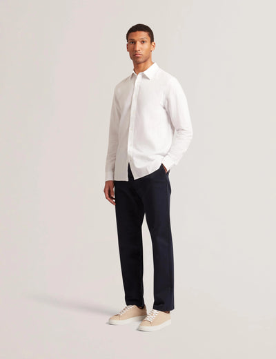 Ted Baker Zafra Λινό Υποκάμισο Κανονικής Γραμμής | Λευκό