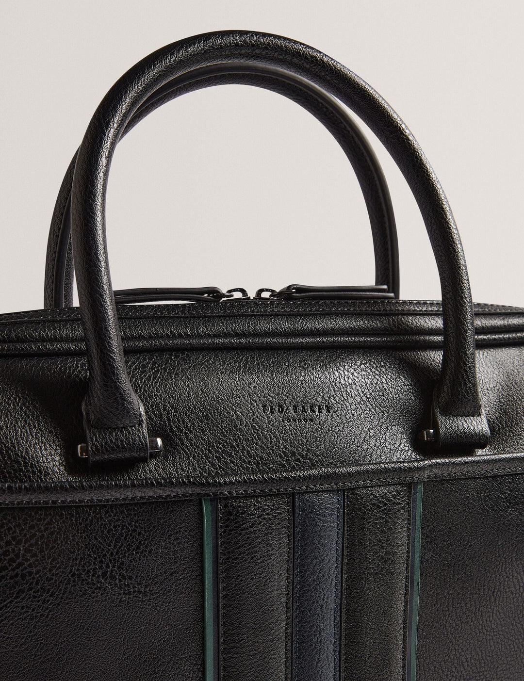 Ted Baker Kenriik Faux Leather Striped Panel Laptop Bag | Black