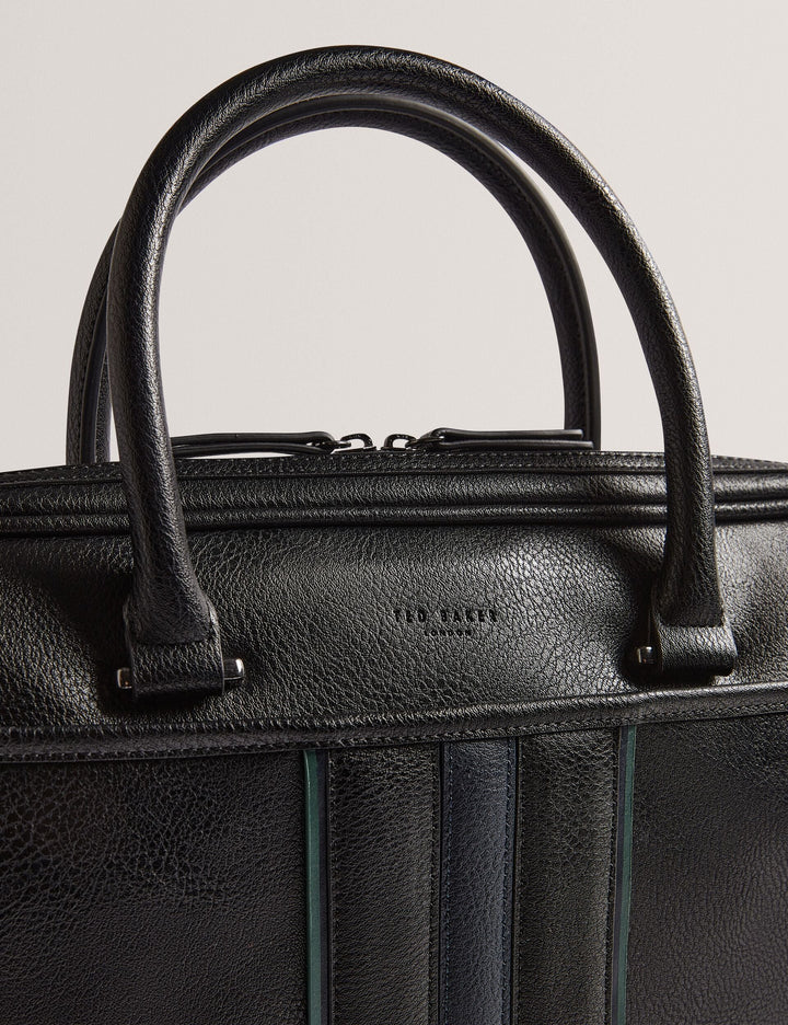 Ted Baker Kenriik Faux Leather Striped Panel Laptop Bag | Black