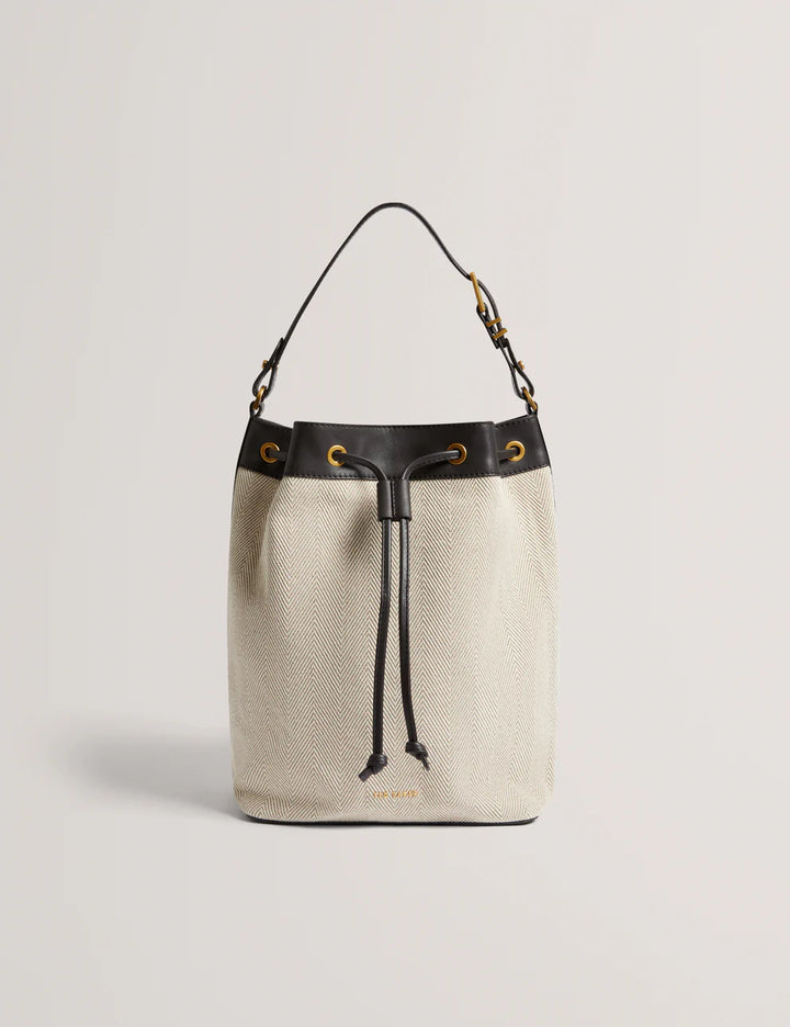 Ted Baker Tashah Belt Detail Canvas Herringbone Bag | Brown Chocolate