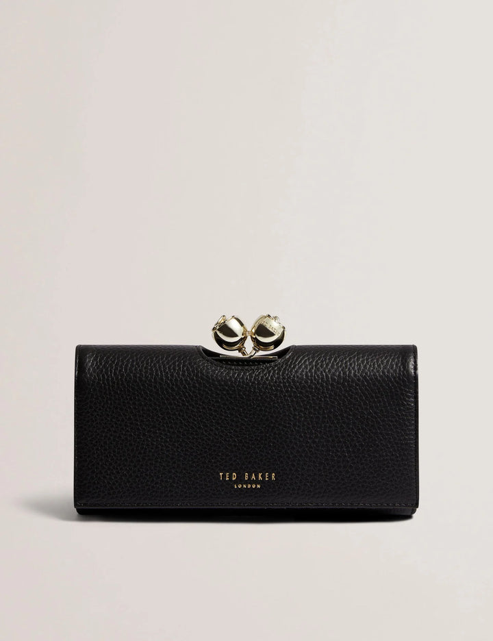 Ted Baker Roosali Rose Detail Leather Large Bobble Purse | Black