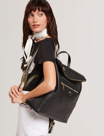 Ted Baker Essaya Pebbled Leather Fold Over Backpack | Black