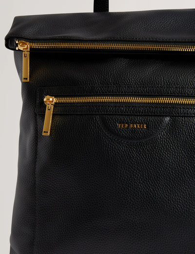 Ted Baker Essaya Pebbled Leather Fold Over Backpack | Black