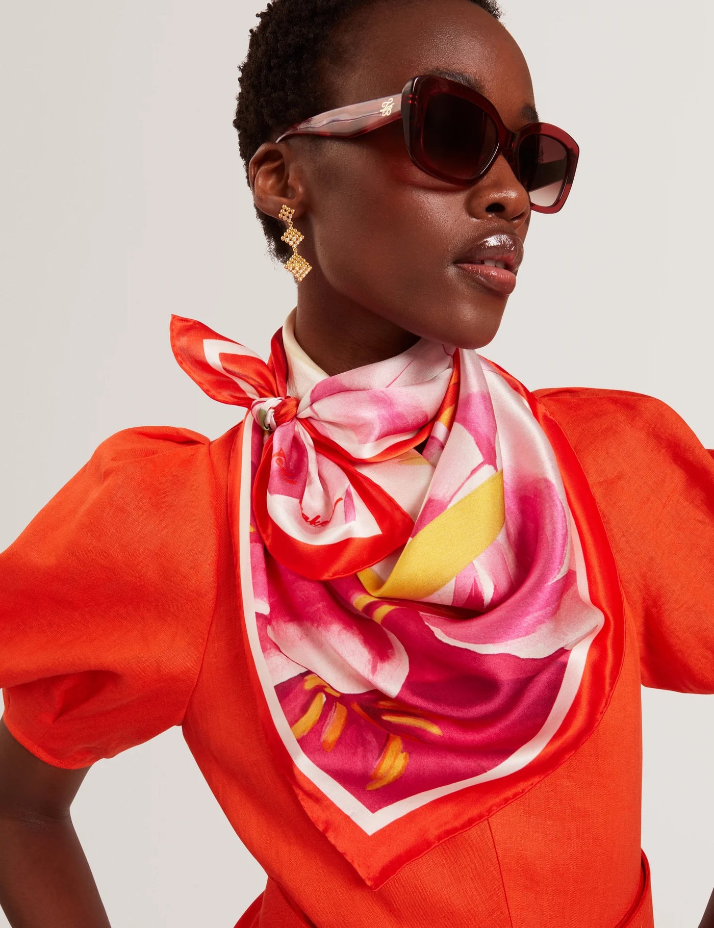 Ted Baker Amadia Floral Bloom Silk Square Scarf | Red