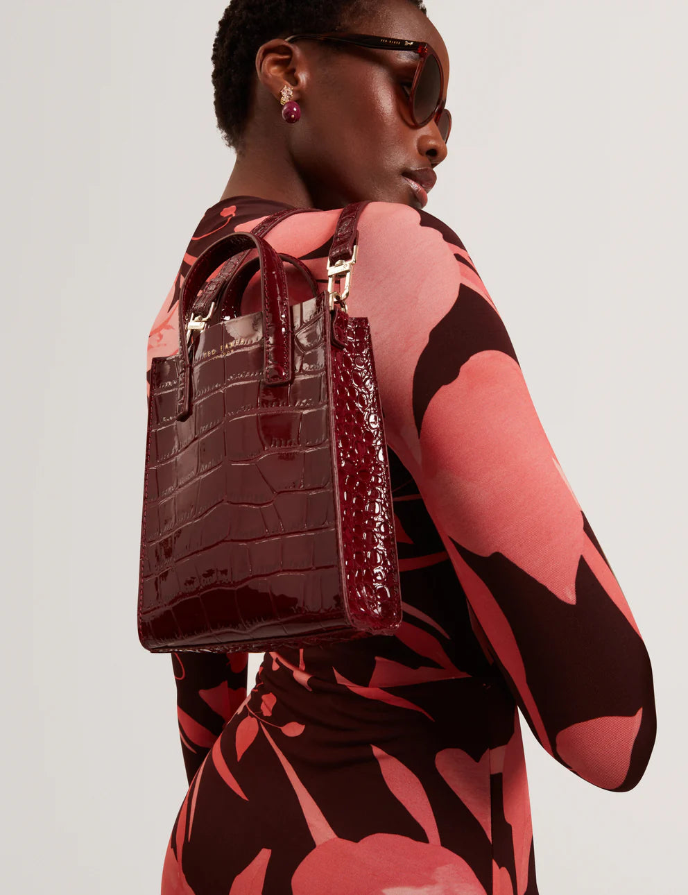 Ted Baker Wenissa Croc Effect Mini Icon Bag | Wine
