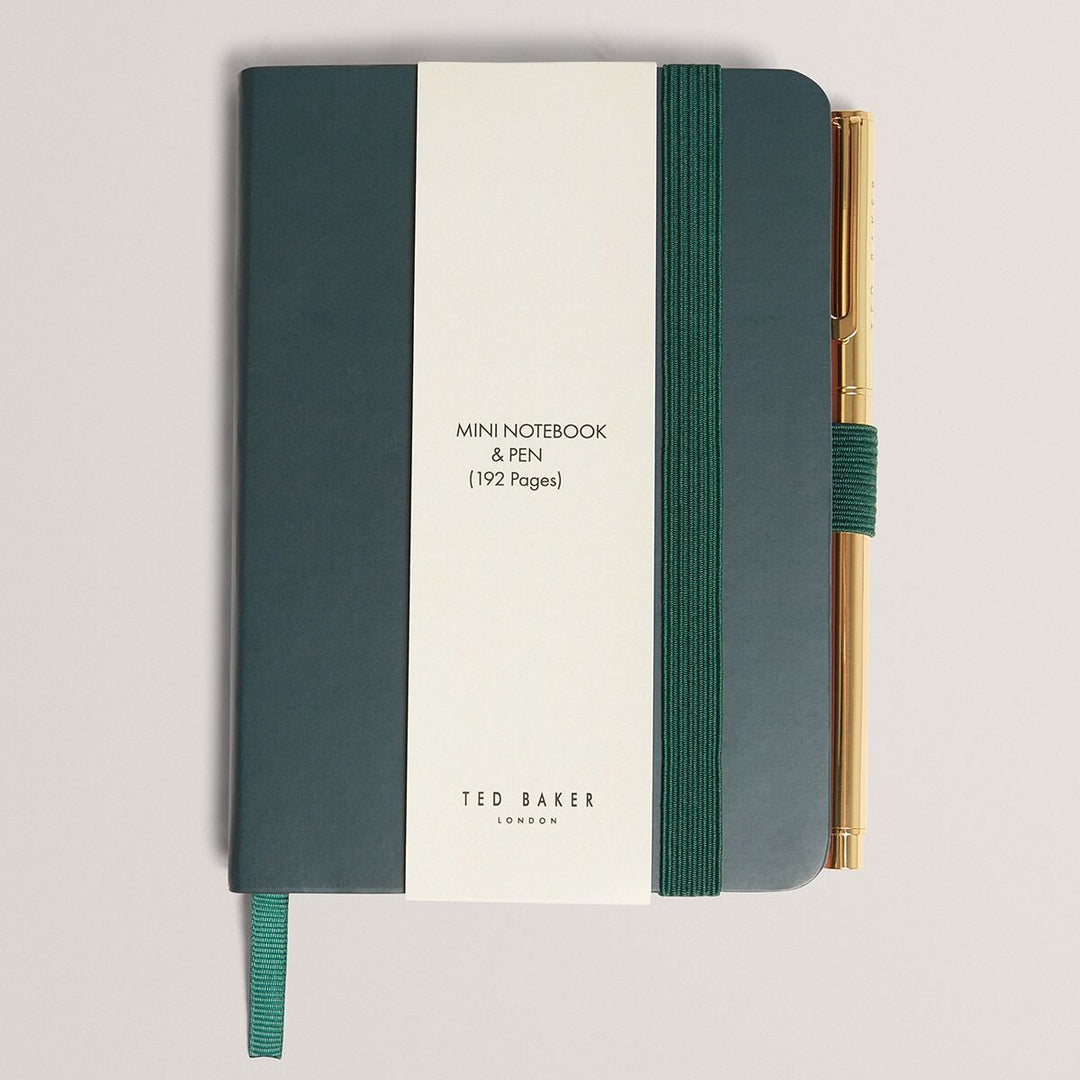 Ted Baker Petly Printed A6 Mini Notebook With Pen | Dark Green