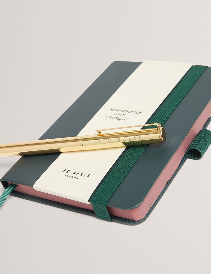 Ted Baker Petly Printed A6 Mini Notebook With Pen | Dark Green
