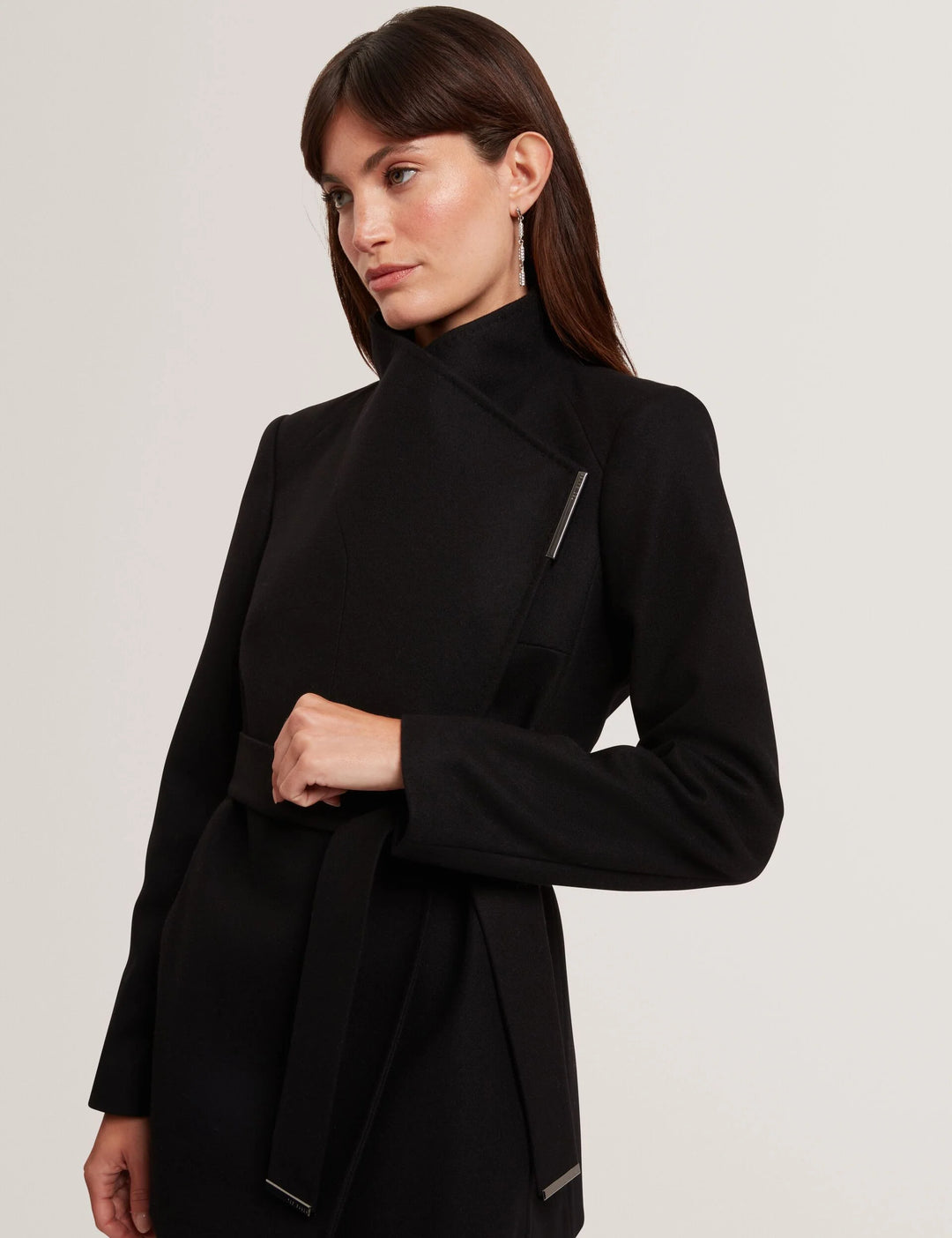 Ted Baker Rosess Short Belted Wool Wrap Coat | Black